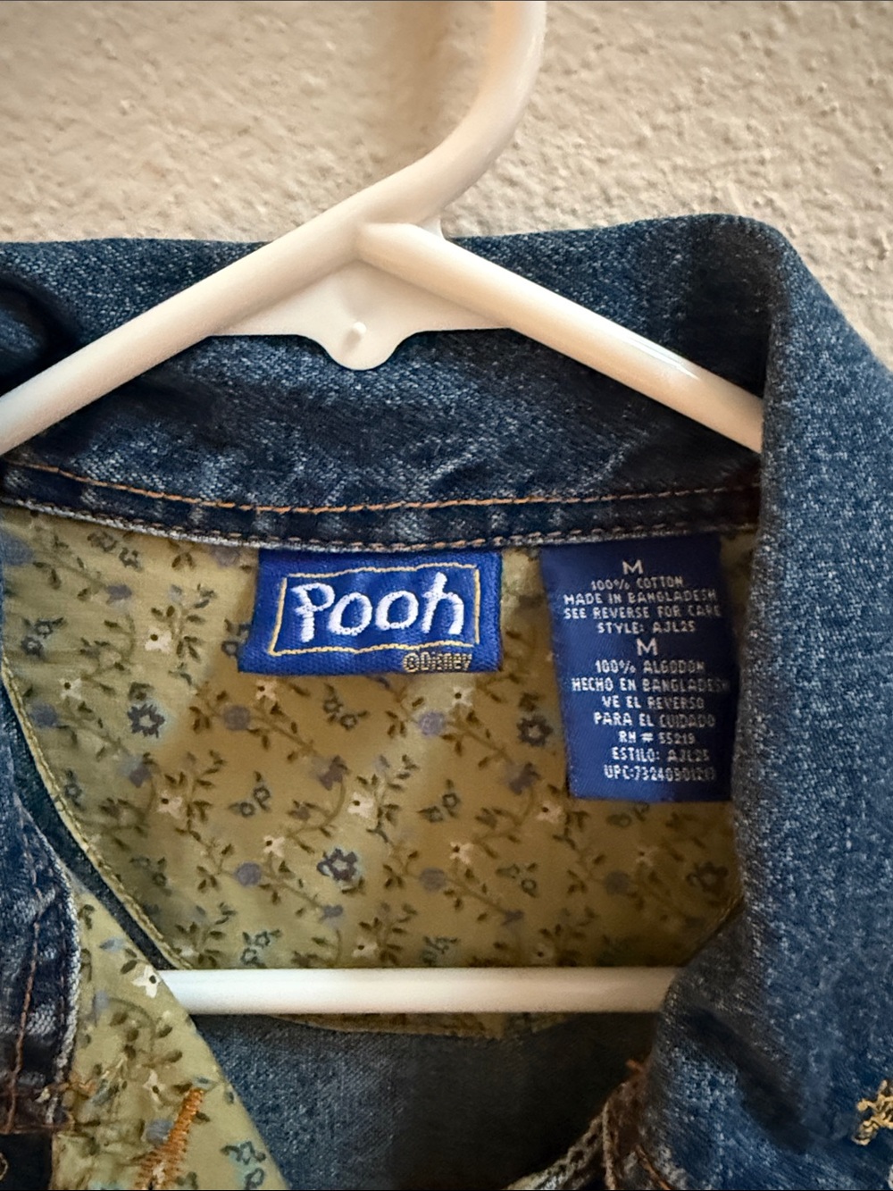Vintage Disney Pooh Denim Vest Embroidered Winnie the Pooh Piglet Medium - Picture 5 of 6